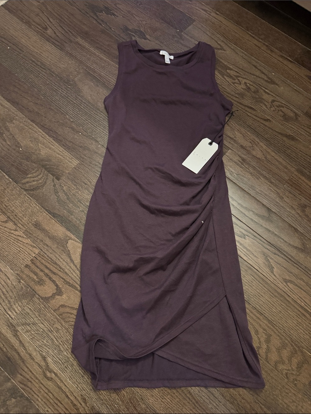 Leith Sleeveless Ruched Wrap Bodycon Dress - Plum